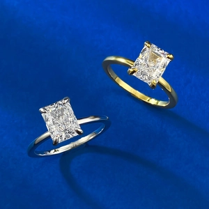 S925 silver ring featuring a 6x8mm rectangular ice cut stone in gold and silver finish