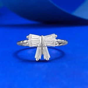 925 Sterling Silver Bowknot Ring For Women Rhinestone Inlaid Twisted Band Elegant Finger Ring Fashion Jewelry Silver Jewelry