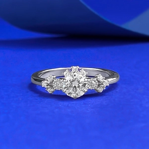 925 Sterling Silver Round Rhinestone Ring For Women Elegant Stackable Minimalist Fashion Jewelry Silver Plated Finger Ring Engagement Gift