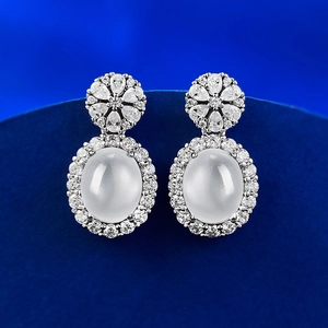 925 Sterling Silber Tropfenohrringe Elegante Ovale Suimozi Stein Strass Blumen Ohrringe Für Damen Modeschmuck