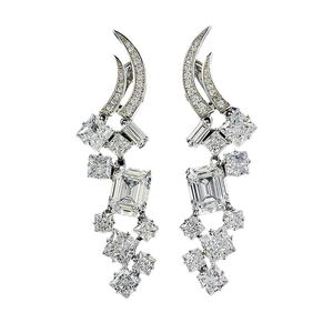 Boucles d'oreilles pendantes en argent S925 avec zircon cubique rectangulaire