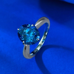 Classic S925 sterling silver ring with a large oval royal blue sapphire-style gemstone