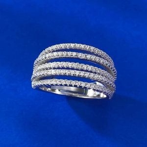Elegant S925 silver multi-layer five-row diamond band ring for women fashion