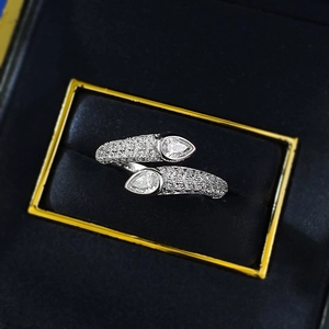 Detailed macro shot of the silver snake-style open ring with sparkling pavé cubic zirconia