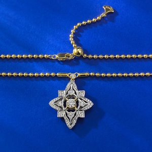 S925 sterling silver four-leaf clover necklace with sliding adjustable bead chain