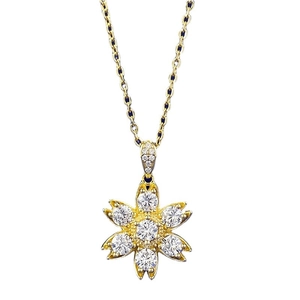 Elegant gold-plated S925 sterling silver daisy flower pendant necklace with cubic zirconia