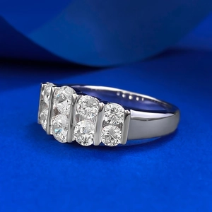 Elegant S925 silver double row zircon ring featuring a minimalist wide band design