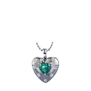Elegante collana in argento S925 con ciondolo a cuore verde e dettagli bianchi