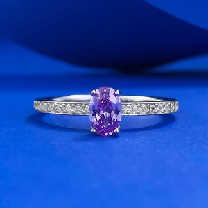 925 Sterling Silver Purple Oval Gemstone Ring For Women Luxury Rhinestone Inlaid Engagement Wedding Party Fashion Jewelry Gift