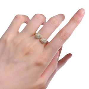 Anello bohémien in argento S925 dorato con design a goccia e pavé di diamanti di lusso