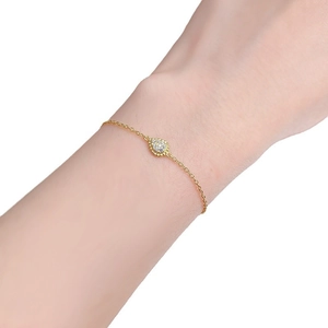 Elegante bracciale a goccia in argento S925 con zirconi pavé su catena d'oro per donna
