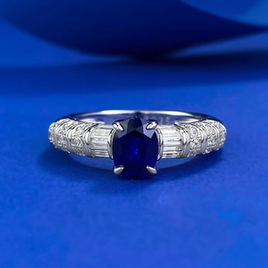 925 Sterling Silver Royal Blue Oval Ring With Rhinestones Luxurious Elegant Jewelry For Women Fashion Party Accessories
