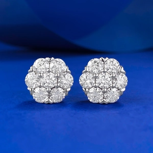 Luxury 925 Sterling Silver Flower Stud Earrings With Sparkling Rhinestone Inlaid Hip Hop Fashion Jewelry For Women Daily Accessory