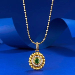 Bohemian Round Pendant Necklace 925 Sterling Silver Gold Plated Geometric Blue Green Rhinestone Jewelry For Women Daily Fashion Commute Necklace