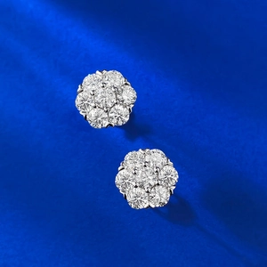 Elegant S925 sterling silver flower stud earrings set with sparkling moissanite stones