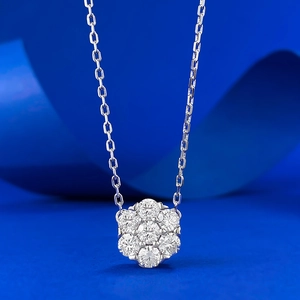 925 Sterling Silver Moissanite Flower Pendant Necklace For Women Hip Hop Bling Luxury Sparkling Jewelry Gift