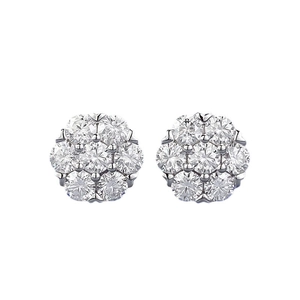 Sparkling S925 sterling silver moissanite flower cluster stud earrings for women