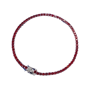Classic S925 sterling silver tennis bracelet featuring vibrant red cubic zirconia stones