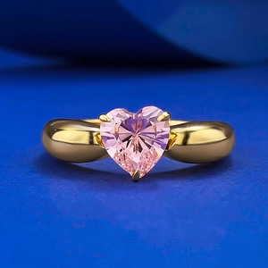 Bague en Argent Sterling S925 Style Vintage avec Strass Rose en Coeur pour Femmes Design de Niche Plaquée Or Bijoux