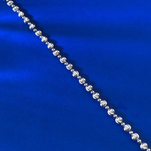 Macro shot of S925 silver beaded bracelet with frosted laser and polished textures