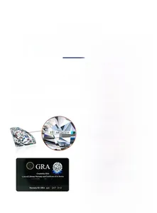 Detailed GRA certificate showing 1 carat D-color VVS1 Moissanite stone and laser inscription