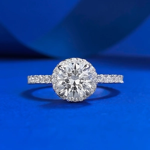Luxury 925 Sterling Silver Halo Ring Round Cut White Rhinestone Inlaid Wedding Engagement Ring For Women Elegant Jewelry