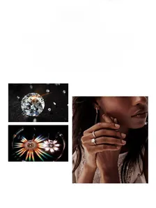 Macro shot of Moissanite sparkle and multi-stone ring set on elegant female model
