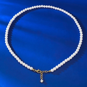 Collier Ras De Cou Künstliche Perles De Coquille Blanches Rondes Fermoir Argent 925 Style Français Simple Bijoux Pour Femmes
