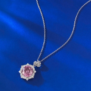 Collier élégant en argent S925 avec pendentif pétale rose de 10mm et zircons brillants