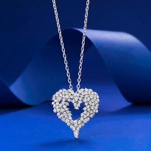 925 Sterlingsilber Herzanhänger Halskette Voller Strassbesatz Herzform Verstellbare Kette Edler Schmuck Für Damen Valentinstag Geschenk