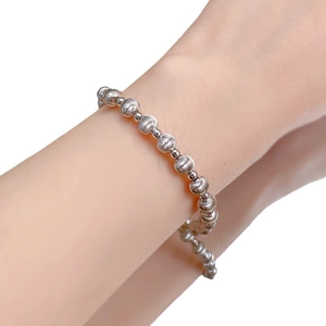 S925 sterling silver beaded bracelet for women with matte brushed finish beads