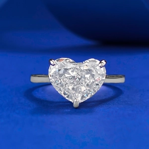 Bague en Argent Sterling 925 avec Strass en Forme de Cœur pour Femme Bague de Fiançailles Coupe Cœur Bijoux de Mode
