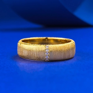 925 Sterling Silver Ring Minimalist Brushed Texture Rhinestone Inlaid Band Gold Silver Vintage Jewelry For Men Women Daily
