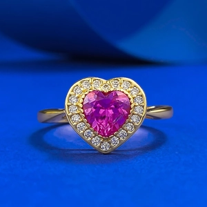 925 Sterling Silver Heart Shaped Pink Rhinestone Ring For Women Fashion Halo Inlaid Finger Ring Jewelry Valentine Gift