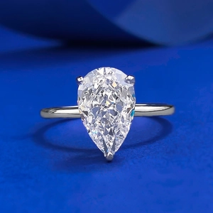 S925 Sterling Silver Pear Cut Rhinestone Ring For Women Elegant Water Drop Inlaid Jewelry For Engagement Wedding Party Finger Ring