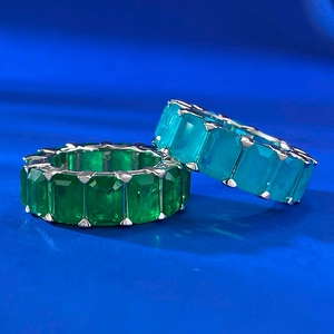 925 silver emerald cut eternity rings set with rectangle simulated gemstones