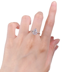 Elegant S925 sterling silver ring featuring a 7x11mm pear-cut white zircon teardrop stone
