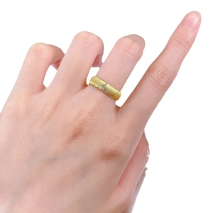 Modern gold brushed S925 sterling silver ring with small inlaid white crystals