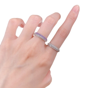 Ensemble de bagues éternité en argent S925 avec zircons violets et blancs