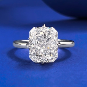 Luxury 925 Sterling Silver High Carbon Diamond Ring Radiant Ice Flower Cut Geometric Square Zirconia Inlaid Jewelry For Women Wedding Engagement