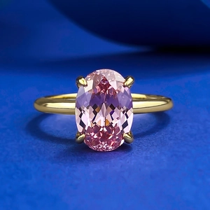 Bague en Argent Sterling 925 Plaquée Or Rose Strass Ovale pour Femme Luxe Élégant Œuf de Pigeon Bijoux de Mode Cadeau