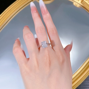 Elegant S925 silver ring with large rectangle ice-cut carbon diamond on a hand