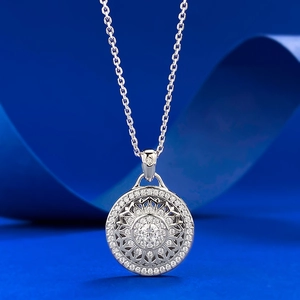 925 Sterling Silver Eight Treasure Compass Pendant Necklace Chinese Style Rhinestone Rotating Mandala Adjustable Jewelry For Women