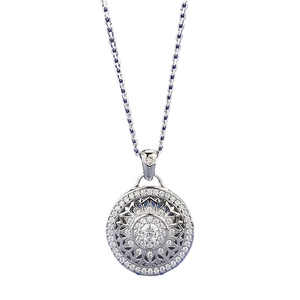 Exquisite S925 silver gold-plated rotating compass pendant necklace with sparkling diamonds