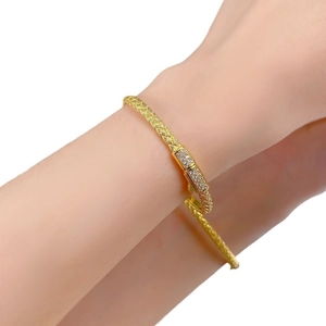 Bracelet tressé en argent sterling S925 plaqué or avec fermoir diamanté pour femmes