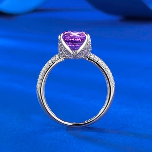 Elegant 925 sterling silver ring with lavender heart amethyst and micro pavé accents