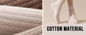 Detail of ribbed cotton mid-tube socks showing high-quality knit texture and cozy fit