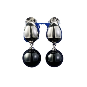 Boucles d'oreilles en argent S925 avec gouttes d'eau et perles d'agate noire de 10mm