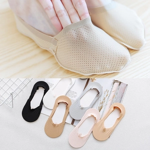 Detailed mesh texture of breathable lace invisible socks with multi-color variety