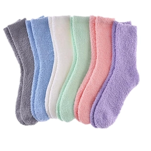 Multi-colored coral fleece thermal socks set in pastel shades for cozy winter home wear